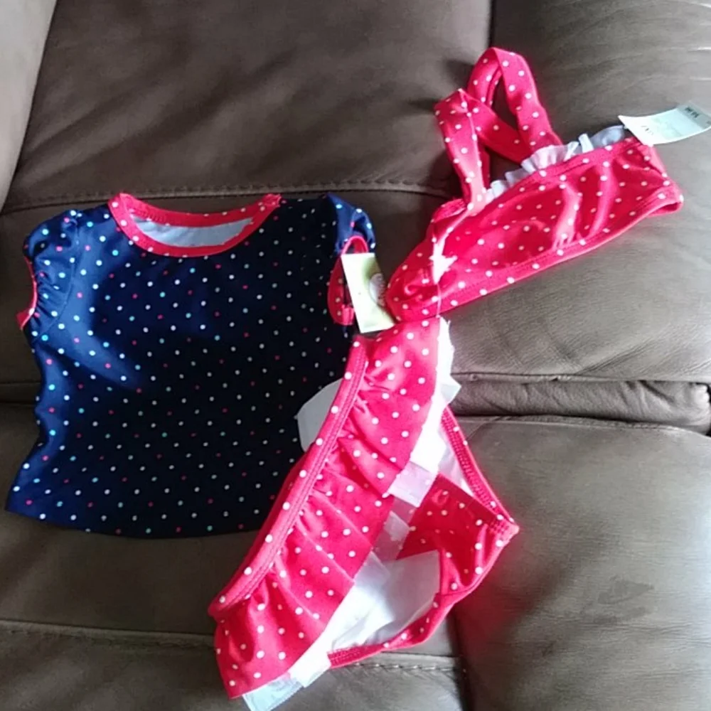 NWT Circo 3-pc polka dot blue swim rash guard
